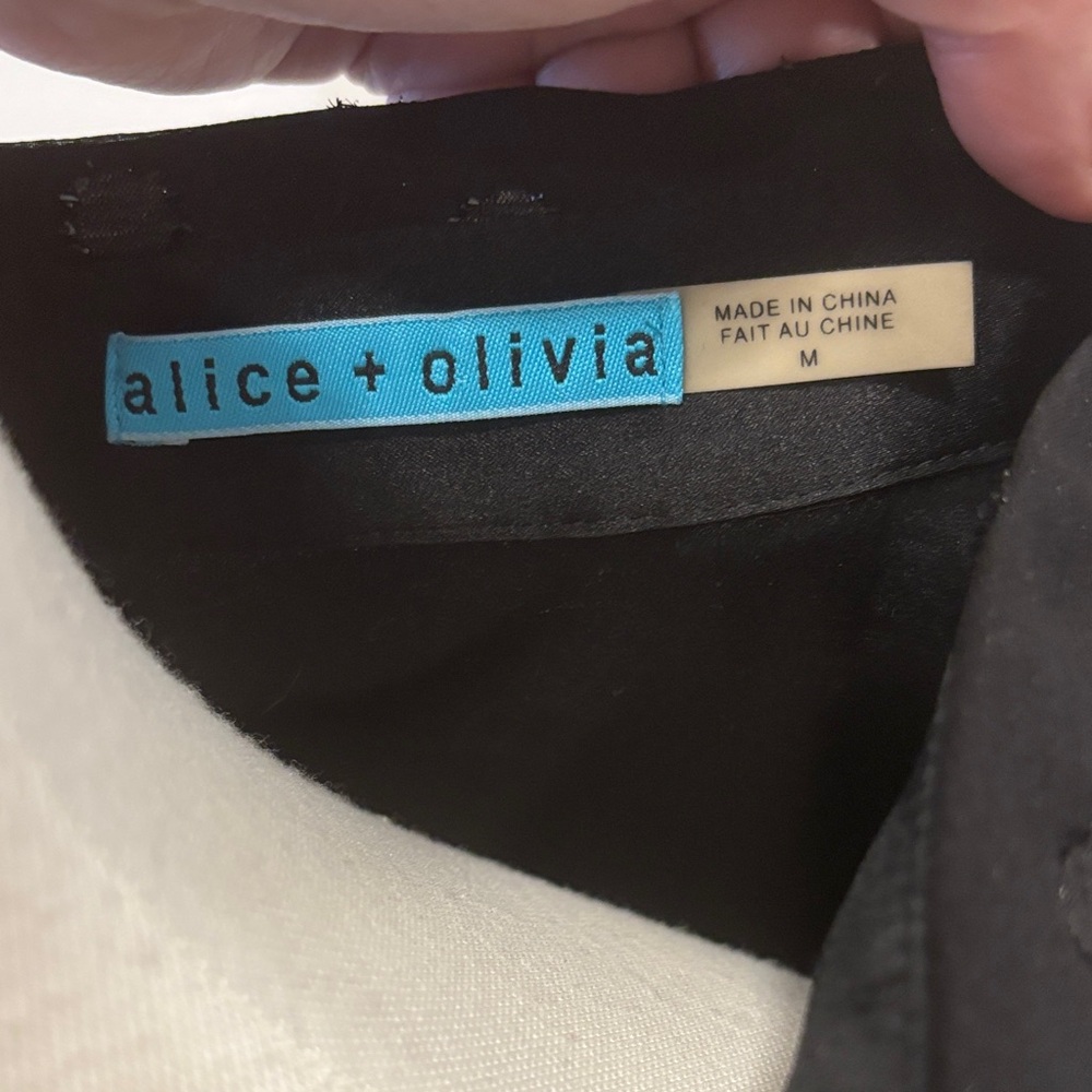 EUC Alice + Olivia Black Sheer Polka Dot Blouse - Picture 2 of 9